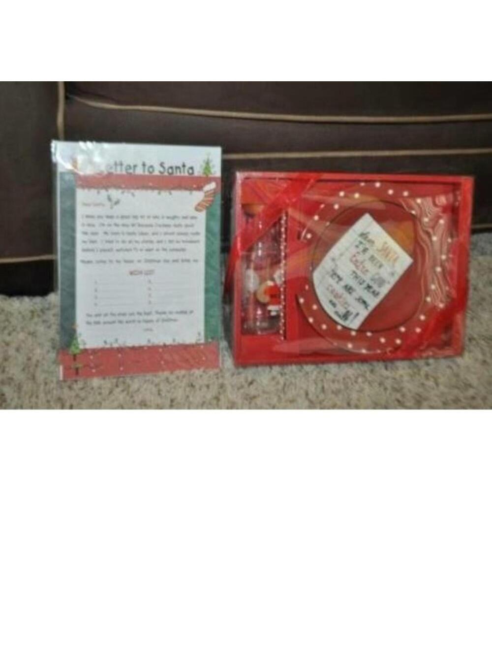 Christmas Santa Cookie Plate, Letters to Santa & Milk Bottle, Straw & Lid
